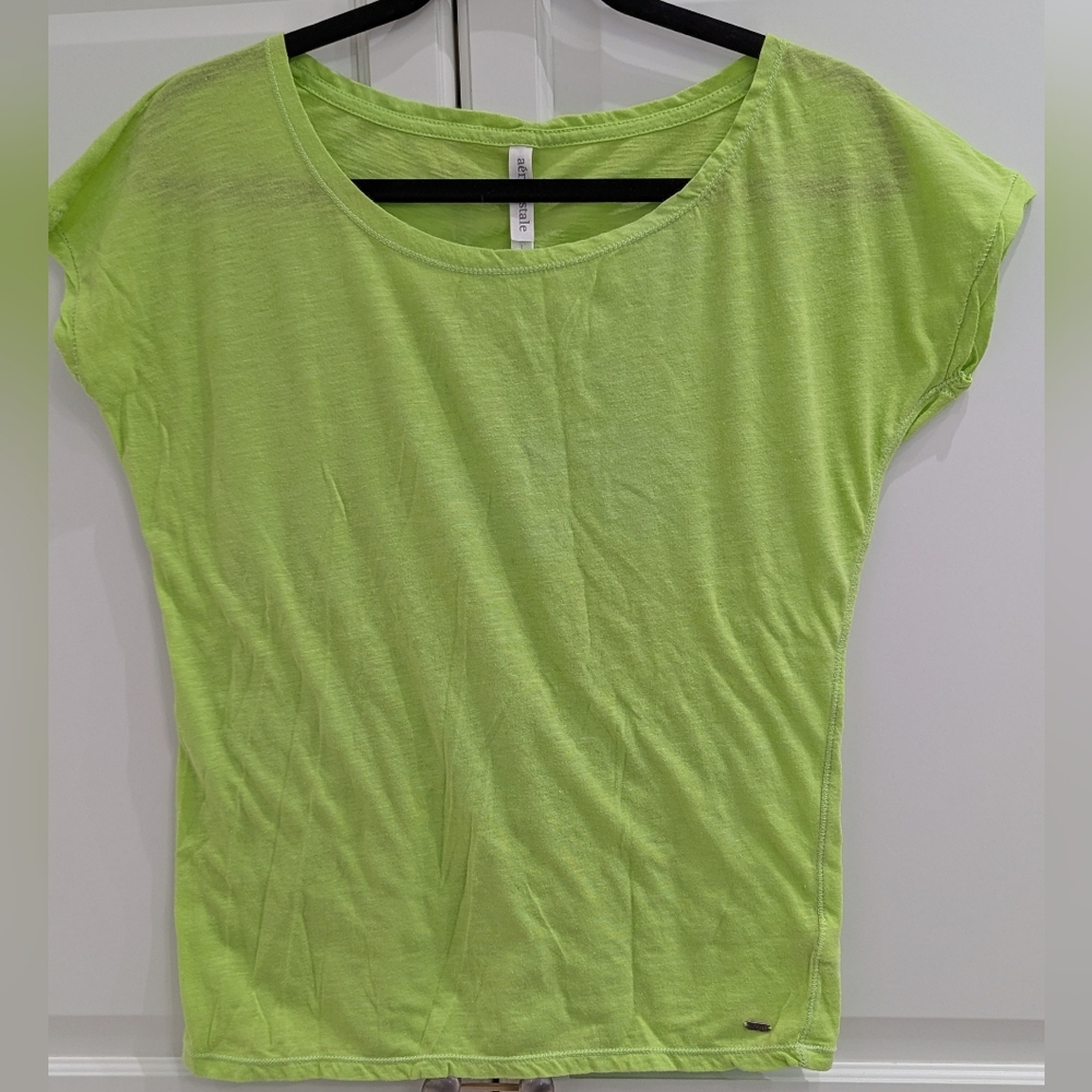 4/$20 Aeropostale T-Shirt L Green Scoop Neck Short Sleeve Cotton Blend Tee